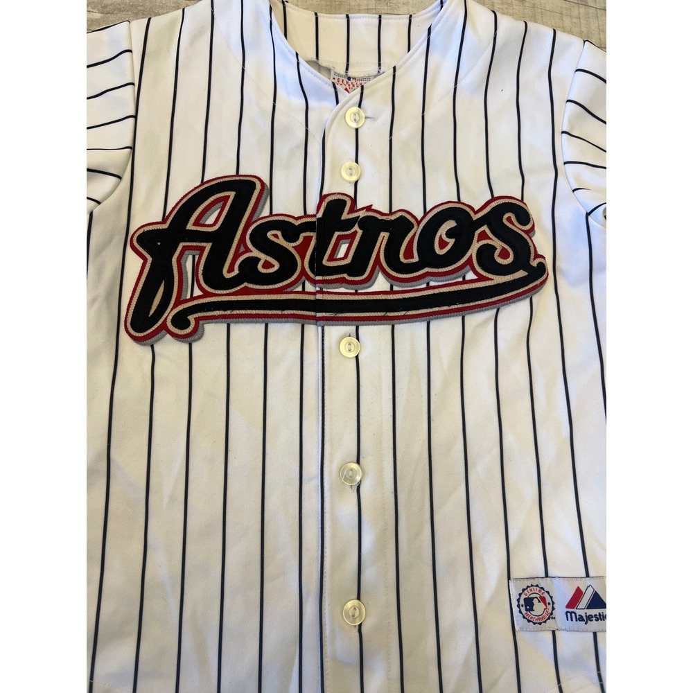Vintage Majestic Houston‎ Astros Biggio #7 Pinstripe Jersey Youth Baseball Shirt